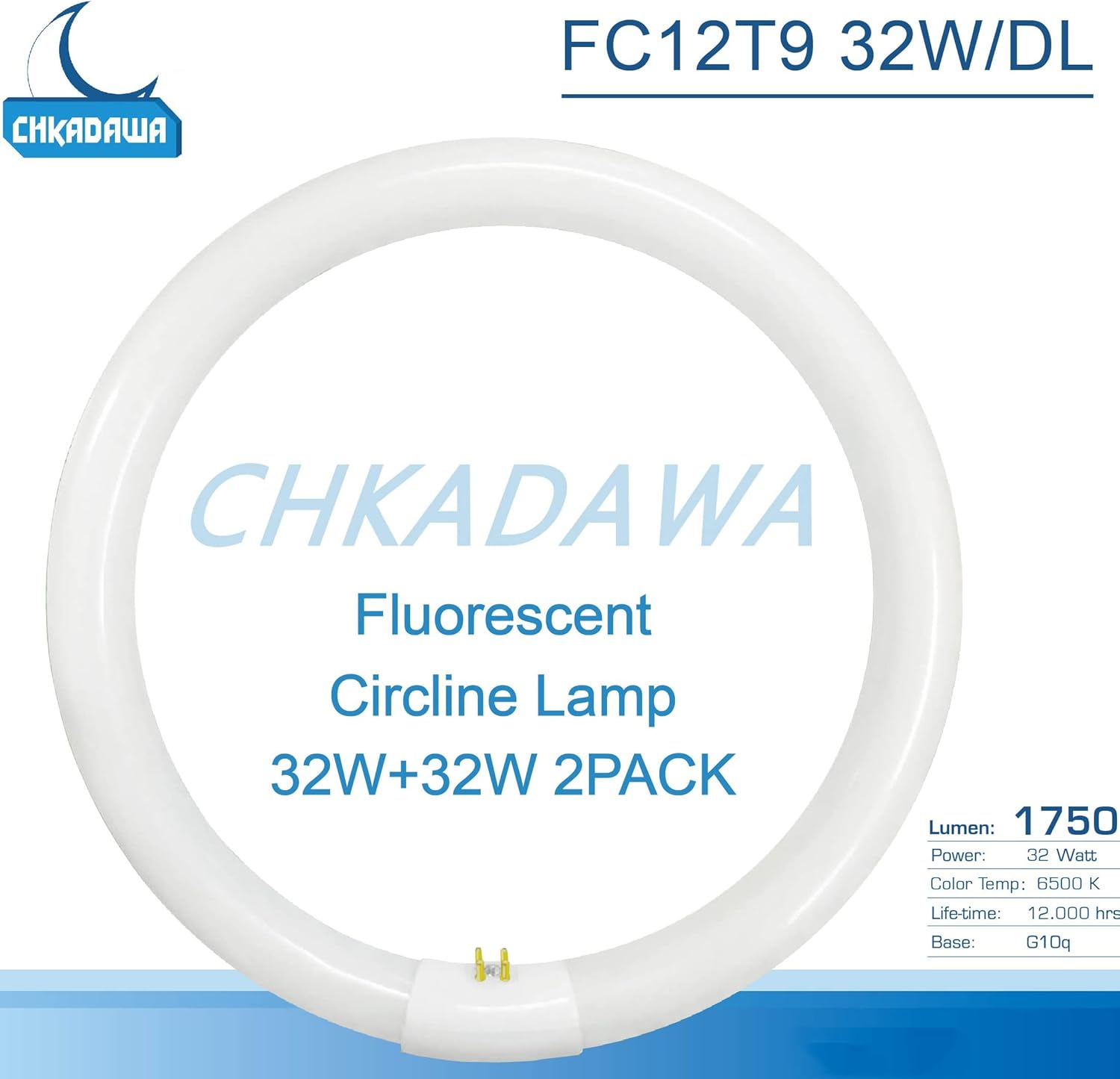 FC12T9 32 Watts Circline Light Bulbs Daylight, Circular 12 Inch T9 32W Round Fluorescent Bulb Replacement for Circle Ceiling Fixture Lamp, DL 6500K Tube, G10q 4 Pin Base, 2 Pack